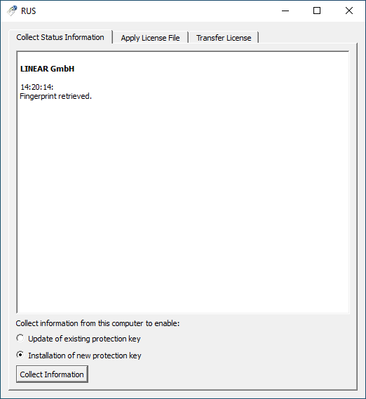 Status information Linear Admin