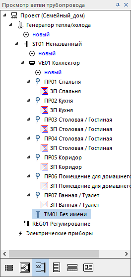 Панельное отопление Просмотр ветви трубопровода LINEAR Building